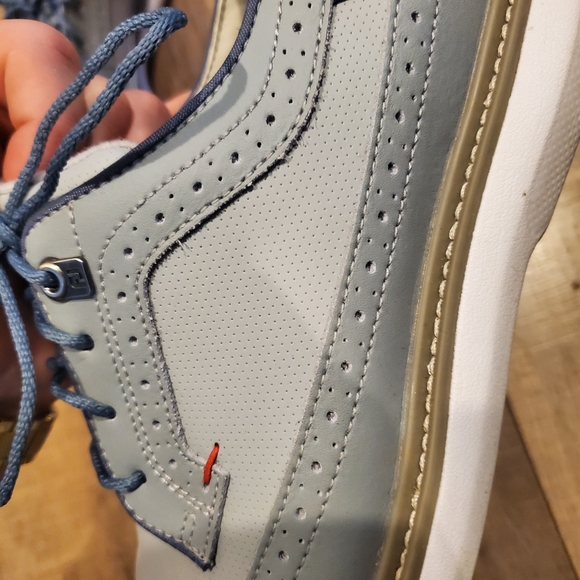 FootJoy Men's Traditional Wing Tip Golf Shoes - Blue/Grey/Red | Size 9M - Picture 6 of 14